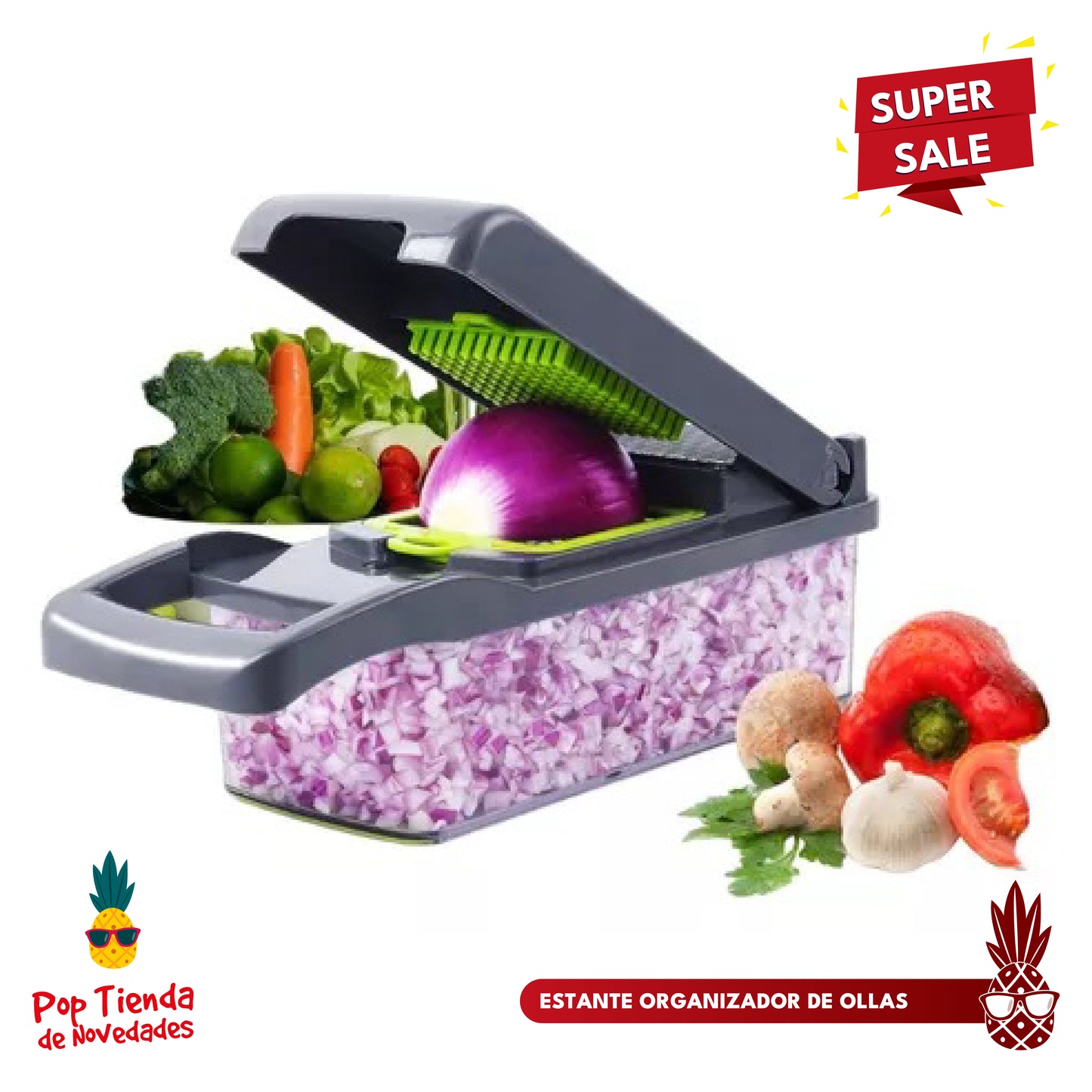 Rallador Picador Cortador Portátil de Verduras, Frutas y Quesos 14 en 1